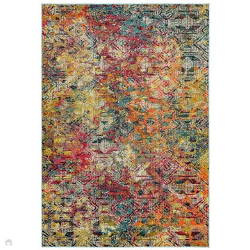 Colores Cloud CO05 Digital Modern Abstract Durable Easy-Care Low Profile Ribbed Short Pile Multicolour/Orange/Red/Yellow/Green/Blue Rug-Asiatic Carpets-Rug Love - The Most Loved Rug Store